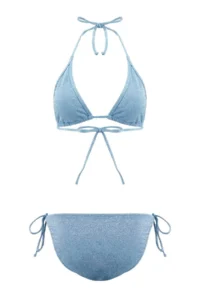 TRENDYOLMİLLA Blue Simli Triangle Covered Charm with accessories Regular Waist Regular Bikini Set - Image 4