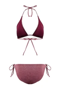 TRENDYOLMİLLA Burgundy Simli Triangle Covered Charm with accessories Regular Waist Regular Bikini Set - Image 4