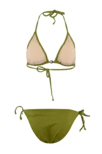 TRENDYOLMİLLA Green Triangle Covered with accessories Regular Waist Regular Bikini Set - Image 3
