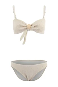 TRENDYOLMİLLA Ecru textured Strapless Covered Casting with accessories brazilian Bikini Set - Image 3