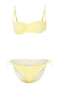 TRENDYOLMİLLA Yellow Gingham Strapless Covered Regular Waist Regular 3 Sets Bikini Set - Image 6