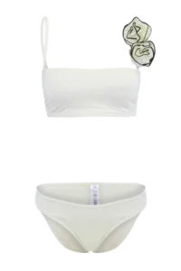 TRENDYOLMİLLA Ecru Strapless Covered Floral Appliqued Regular Waist Regular Bikini Set - Image 6