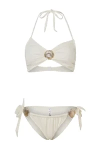 TRENDYOLMİLLA Ecru Strapless Covered Accessory Detailed Regular Waist brazilian Bikini Set - Image 5