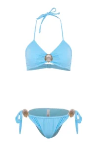 TRENDYOLMİLLA Turquoise Strapless Covered Accessory Detailed Regular Waist brazilian Bikini Set - Image 5