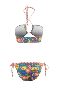 TRENDYOLMİLLA Geometric Patterned Strapless Covered Low Waist High Leg Regular Bikini Set - Image 6