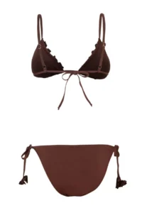 TRENDYOLMİLLA Brown Triangle Floral Appliqued Regular Waist Regular Bikini Set - Image 5