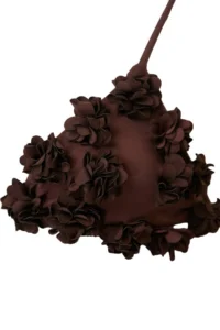 TRENDYOLMİLLA Brown Triangle Floral Appliqued Regular Waist Regular Bikini Set - Image 6