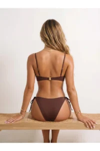 TRENDYOLMİLLA Brown Strapless Covered Casting with accessories Regular Waist Regular Bikini Set - Image 2