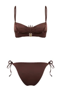 TRENDYOLMİLLA Brown Strapless Covered Casting with accessories Regular Waist Regular Bikini Set - Image 4