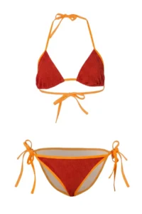 TRENDYOLMİLLA Brick Red textured bralette Covered with accessories High Waist Regular Bikini Set - Image 4
