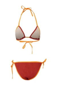 TRENDYOLMİLLA Brick Red textured bralette Covered with accessories High Waist Regular Bikini Set - Image 5