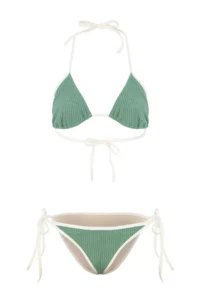 TRENDYOLMİLLA Green textured bralette Covered with accessories High Waist Regular Bikini Set - Image 4