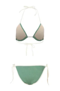TRENDYOLMİLLA Green textured bralette Covered with accessories High Waist Regular Bikini Set - Image 5