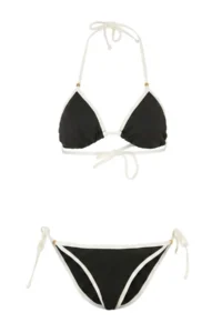 TRENDYOLMİLLA Black textured Triangle Covered Piped Regular Waist Regular Bikini Set - Image 4