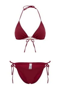 TRENDYOLMİLLA Burgundy Triangle Covered Charm with accessories Regular Waist Regular Bikini Set - Image 4