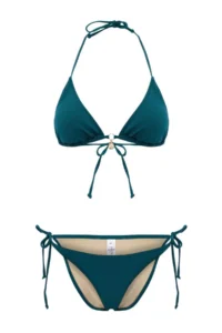 TRENDYOLMİLLA Petrol Triangle Covered Charm with accessories Regular Waist Regular Bikini Set - Image 5