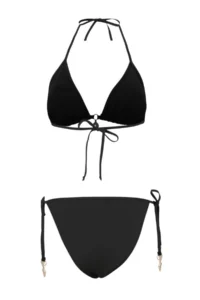 TRENDYOLMİLLA Black Triangle Covered Charm with accessories Regular Waist Regular Bikini Set - Image 5