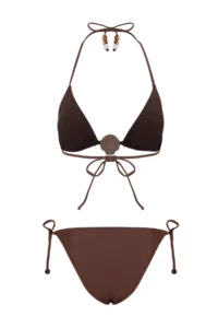 TRENDYOLMİLLA Brown Simli balconette Covered with accessories High Waist Regular Bikini Set - Image 5