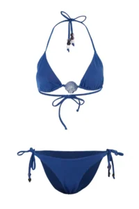 TRENDYOLMİLLA Dark Navy Simli balconette Covered with accessories High Waist Regular Bikini Set - Image 4