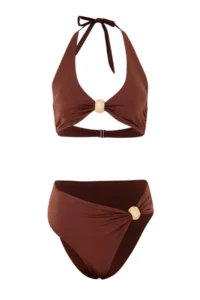 TRENDYOLMİLLA Brown Simli balconette Covered with accessories High Waist Regular Bikini Set - Image 3