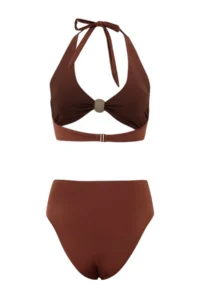 TRENDYOLMİLLA Brown Simli balconette Covered with accessories High Waist Regular Bikini Set - Image 4