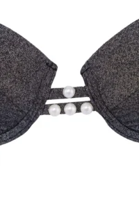 TRENDYOLMİLLA Black Simli balconette Covered Pearl with accessories High Waist Regular Bikini Set - Image 5
