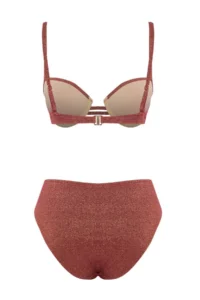 TRENDYOLMİLLA Burgundy Simli balconette Covered Pearl with accessories High Waist Regular Bikini Set - Image 7