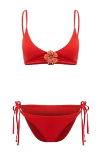 TRENDYOLMİLLA Pomegranate Blossom bralette Covered with accessories Regular Waist Regular Bikini Set - Image 4