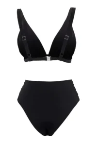 TRENDYOLMİLLA Black Triangle Covered Casting with accessories High Waist Regular Bikini Set - Image 5