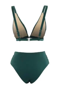 TRENDYOLMİLLA Emerald Green Triangle Covered Casting with accessories High Waist Regular Bikini Set - Image 5