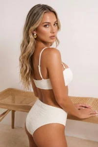 TRENDYOLMİLLA Ecru bralette Covered High Waist Regular Bikini Set - Image 4