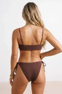 TRENDYOLMİLLA Brown textured bralette Covered Binding Detailed Regular Waist Regular Bikini Set - Image 3