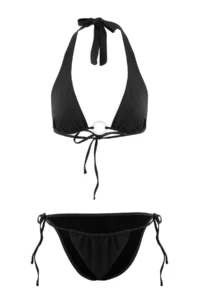 TRENDYOLMİLLA Black Triangle Covered with accessories Regular Waist Regular Bikini Set - Image 4