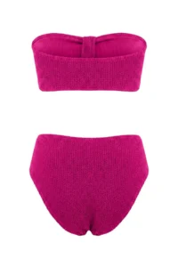 TRENDYOLMİLLA Fuchsia Premium Strapless textured Regular Waist Regular Bikini Set - Image 5
