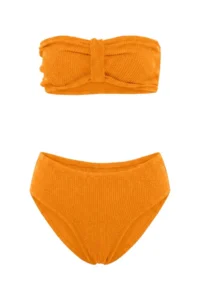 TRENDYOLMİLLA Orange Premium Strapless textured Regular Waist Regular Bikini Set - Image 4