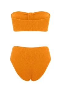 TRENDYOLMİLLA Orange Premium Strapless textured Regular Waist Regular Bikini Set - Image 5