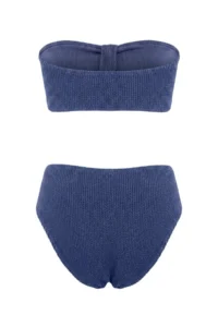 TRENDYOLMİLLA Saks Blue Premium Strapless textured Regular Waist Regular Bikini Set - Image 5