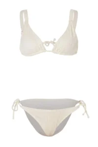 TRENDYOLMİLLA Ecru textured Triangle Covered Regular Waist Regular Bikini Set - Image 3