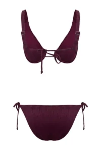 TRENDYOLMİLLA Plum Simli balconette Covered Accessory Detailed High Waist Regular Bikini Set - Image 5