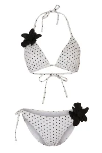 TRENDYOLMİLLA Polka Dot Triangle Covered Floral Appliqued Regular Waist Regular Bikini Set - Image 5