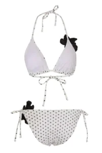 TRENDYOLMİLLA Polka Dot Triangle Covered Floral Appliqued Regular Waist Regular Bikini Set - Image 6