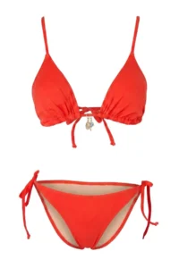 TRENDYOLMİLLA Red Triangle Covered Charm with accessories Regular Waist Regular Bikini Set - Image 5