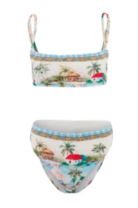 TRENDYOLMİLLA Tropical Patterned Strapless Covered High Leg High Waist Bikini Set - Image 5