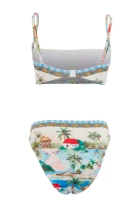 TRENDYOLMİLLA Tropical Patterned Strapless Covered High Leg High Waist Bikini Set - Image 6