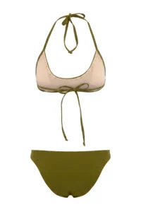 TRENDYOLMİLLA Khaki bralette Covered Button Detailed Low Waist Regular Bikini Set - Image 5