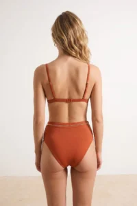 TRENDYOLMİLLA Brick Red Triangle Covered Zincir Charm with accessories High Waist Regular Bikini Set - Image 3