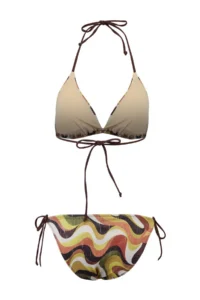 TRENDYOLMİLLA Abstract Patterned Simli textured Triangle Covered Regular Waist Regular Bikini Set - Image 6