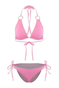 TRENDYOLMİLLA Pink Triangle Covered with accessories Regular Waist Regular Bikini Set - Image 5