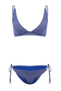 TRENDYOLMİLLA Saks Blue Simli Triangle Covered Regular Waist Regular Bikini Set - Image 4