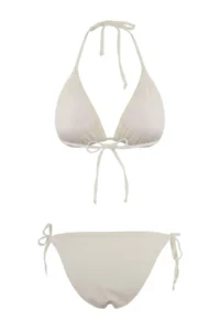 TRENDYOLMİLLA Ecru Triangle Covered Embroidery Detailed Regular Waist Regular Bikini Set - Image 8